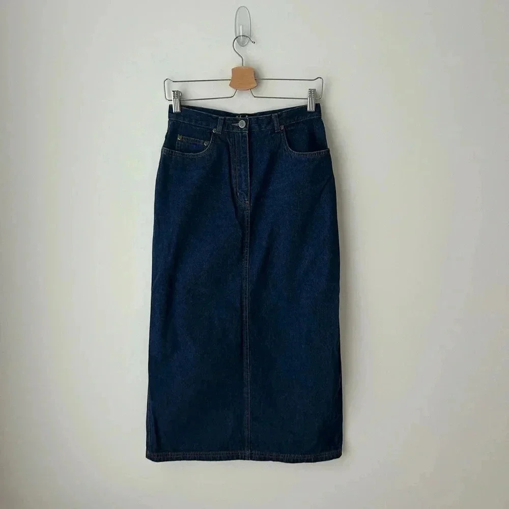 Rafaella Dark Wash Denim Midi Skirt High Waisted Straight Pencil Size 6 Petite